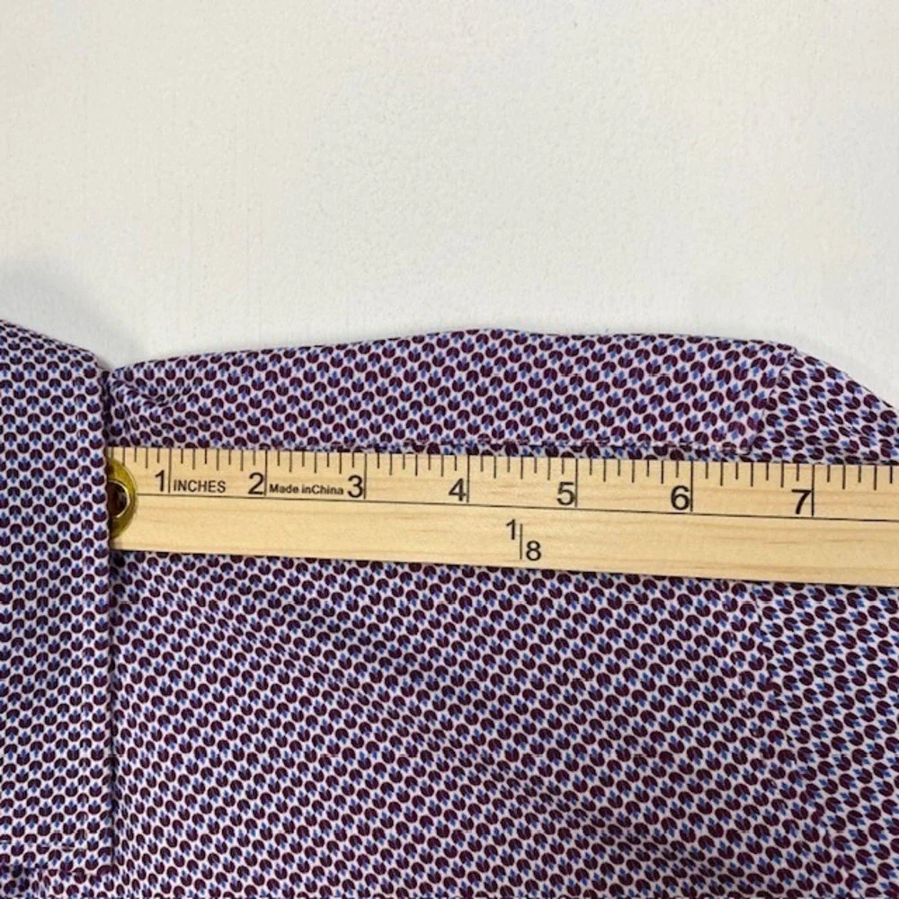 Buttercloth Mens Regular Fit Icy Cotton Geometric Print Sleeve Button Up Shirt M